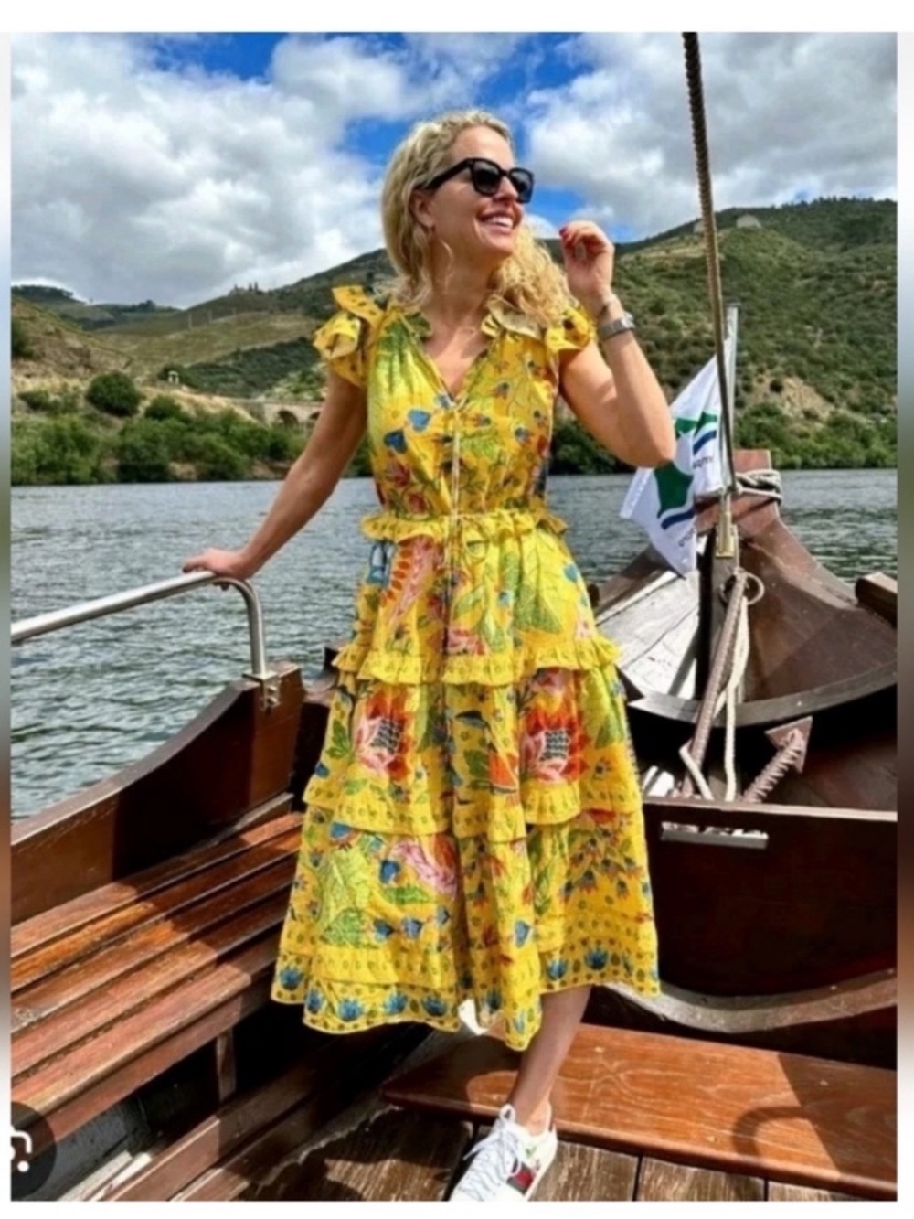 Farm Rio Yellow Summer Garden
Frill Midi Dress Sz Medium - Picture 2 of 16